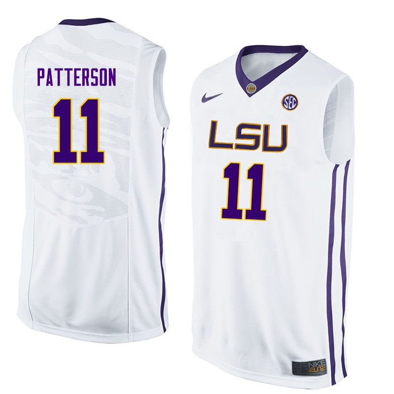 Men LSU Tigers #11 Jalyn Patterson College Basketball Jerseys-White